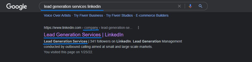 LinkedIn seo optimization page