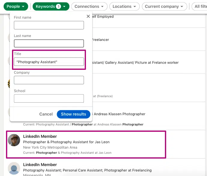how to do a boolean search on linkedin title quotation