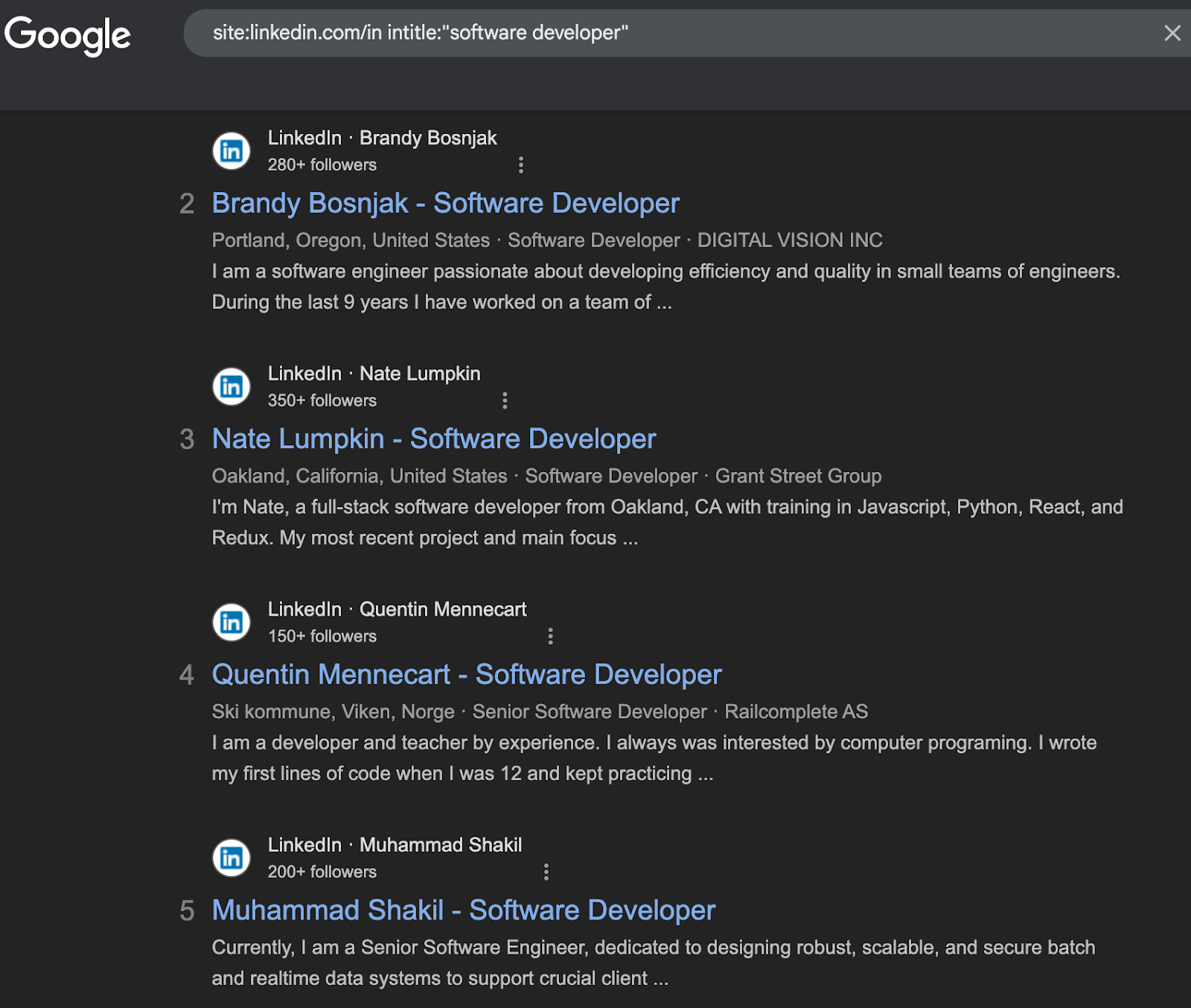how to boolean search on linkedin via google