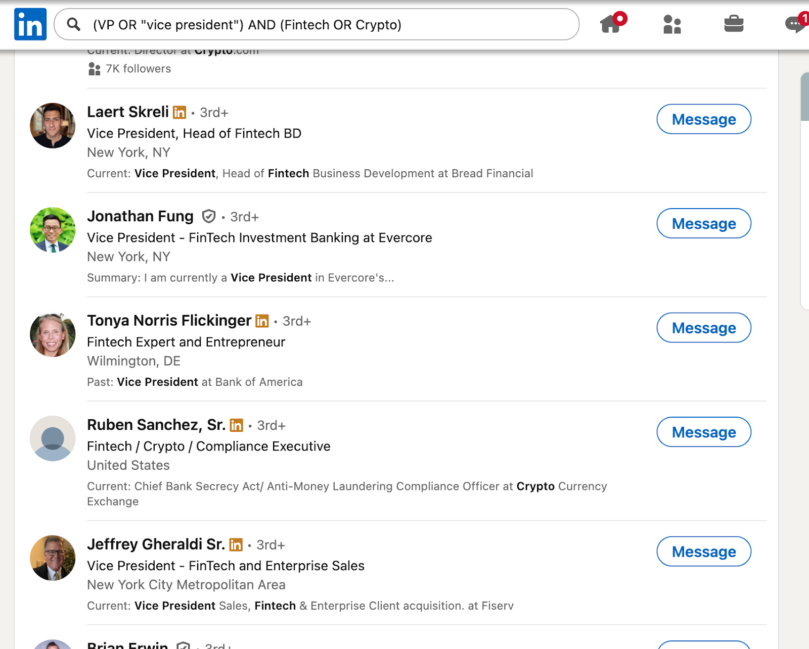 boolean search linkedin example complicated search results