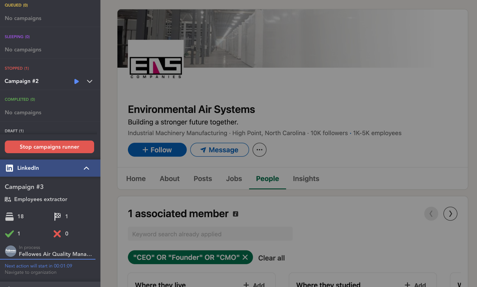 campaign running linked helper boolean search for linkedin