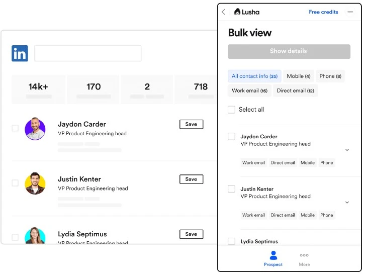 find linkedin email lusha 