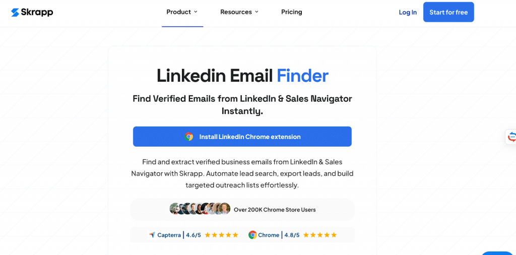 skrapp find email address from linkedin