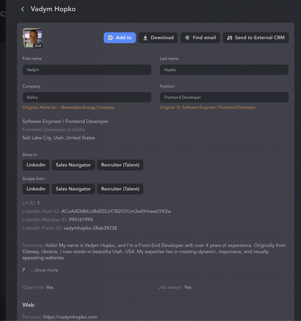 linked helper crm card how to find email address on linkedin