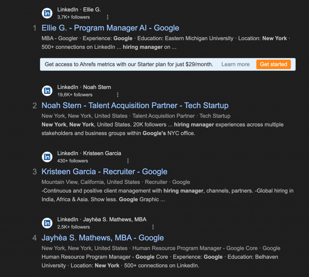 xray linkedin example hiring manager