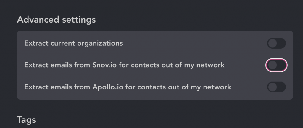 xray linkedin linked helper advanced settings