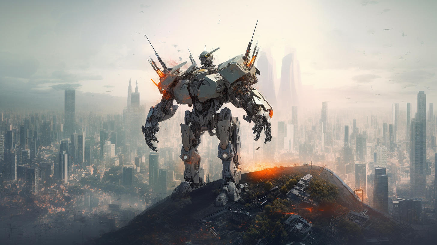 Robot in a futuristic landscape