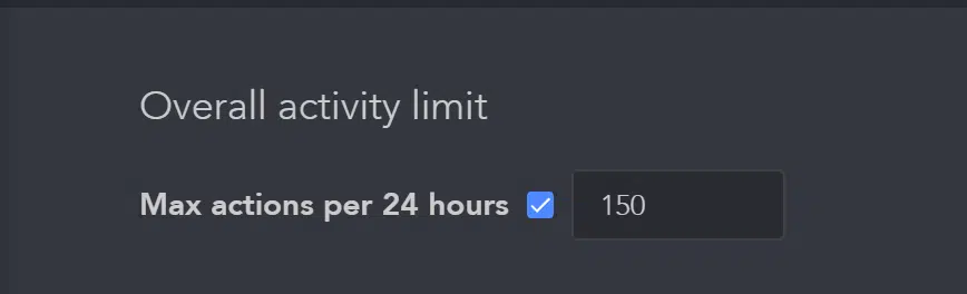 The default 24-hour activity limit in Linked Helper