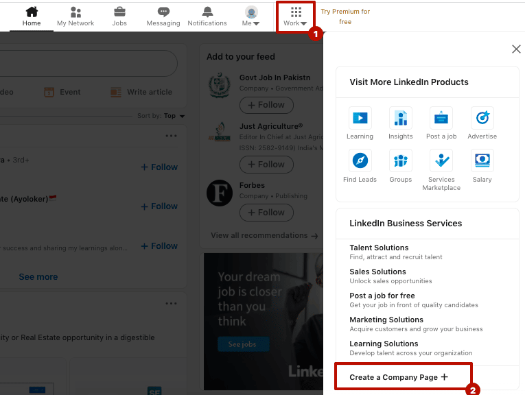 linkedin company page setup