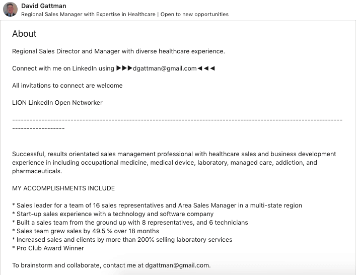 LinkedIn about section