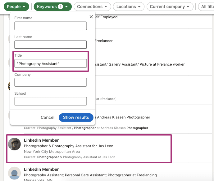 Linkedin Boolean operators