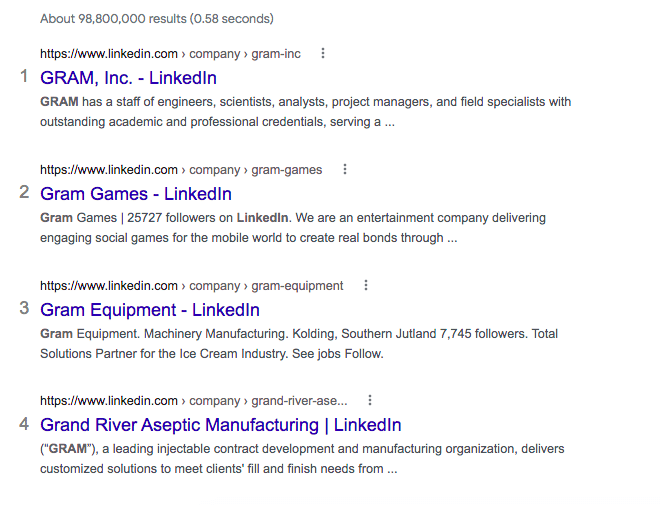 linkedin company page not showing up in search
