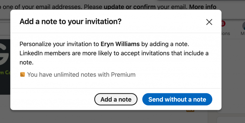 how to network with recruiters on linkedin add note to message