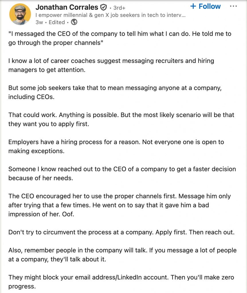 messaging talent acquisition on linkedin real experience 