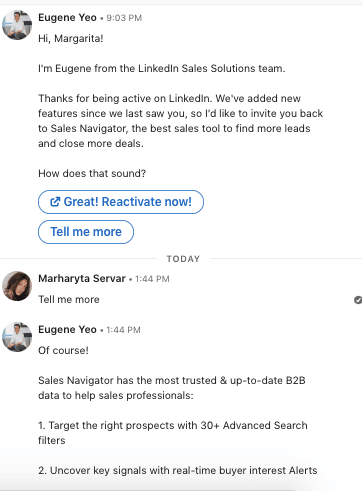 LinkedIn conversation ads example