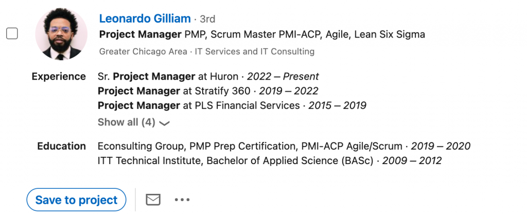 a good headline for linkedin for Project Managers