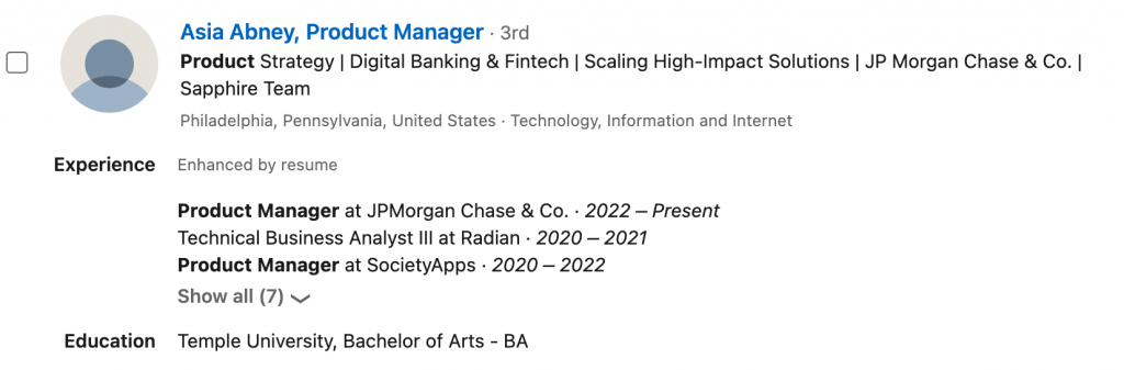 whats a good headline for linkedin example for Product Managers