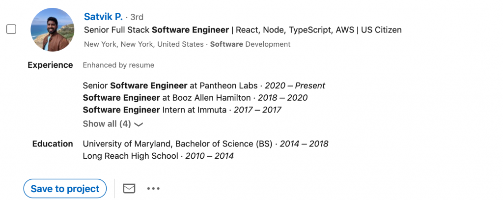 headline ideas for linkedin example for Software Engineers