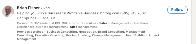 headline for LinkedIn for sales with phone number