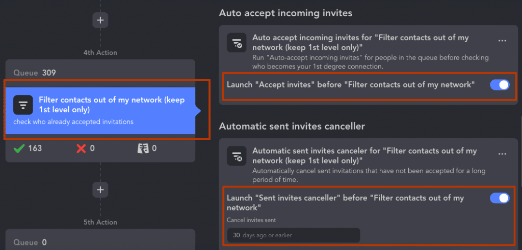 LinkedIn invitation auto accept and cancel invites