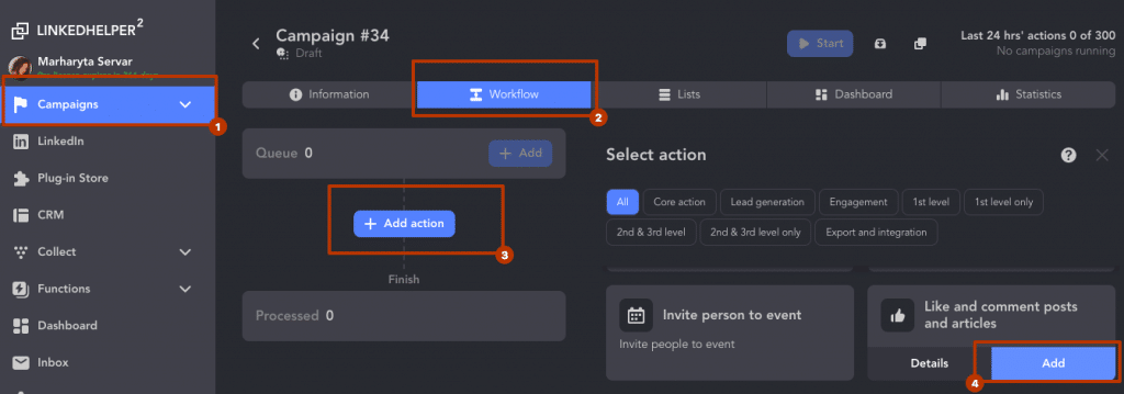 LinkedIn competitor analysis tool add actions guide