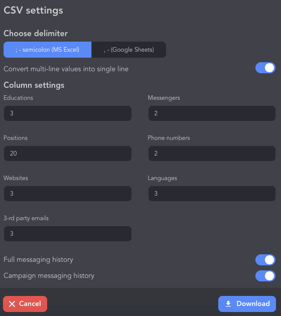 linkedin learning competitors CSV setings