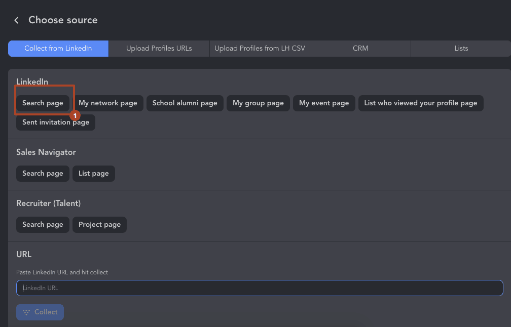 web scraping linkedin choose source for collection