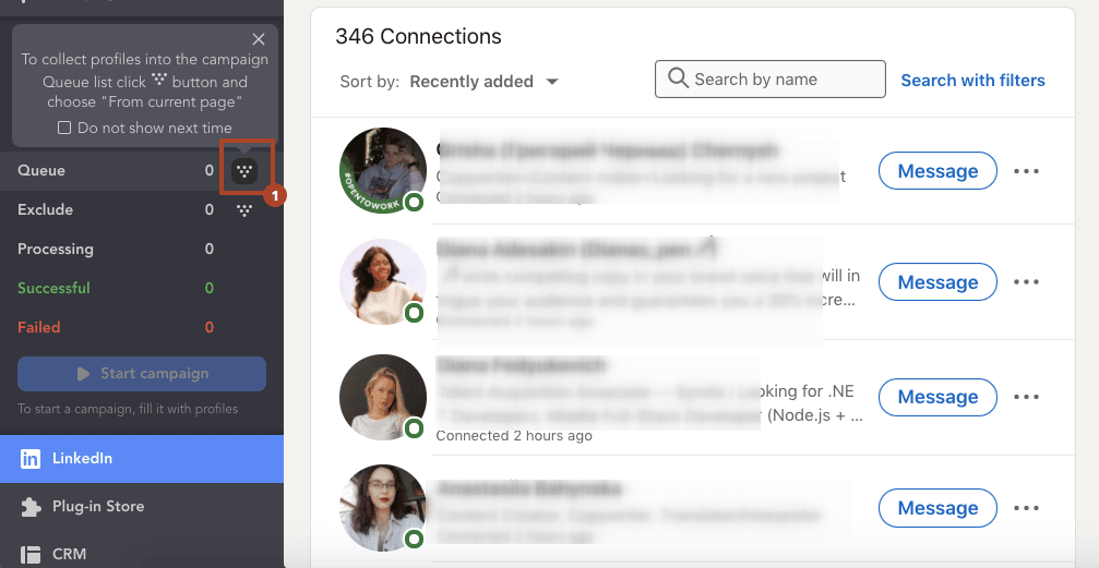 linkedin analytics for business collect from search page