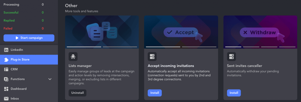 LinkedIn outreach list manager plugin