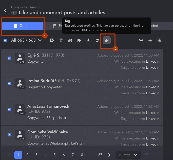 like and comment posts and articles add tags