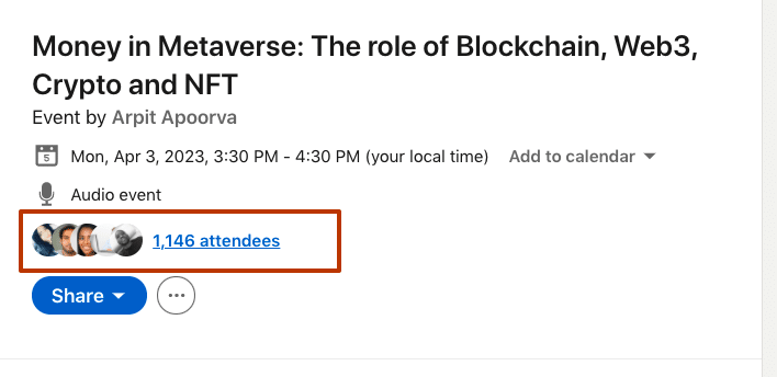 linkedin events example of the event add members