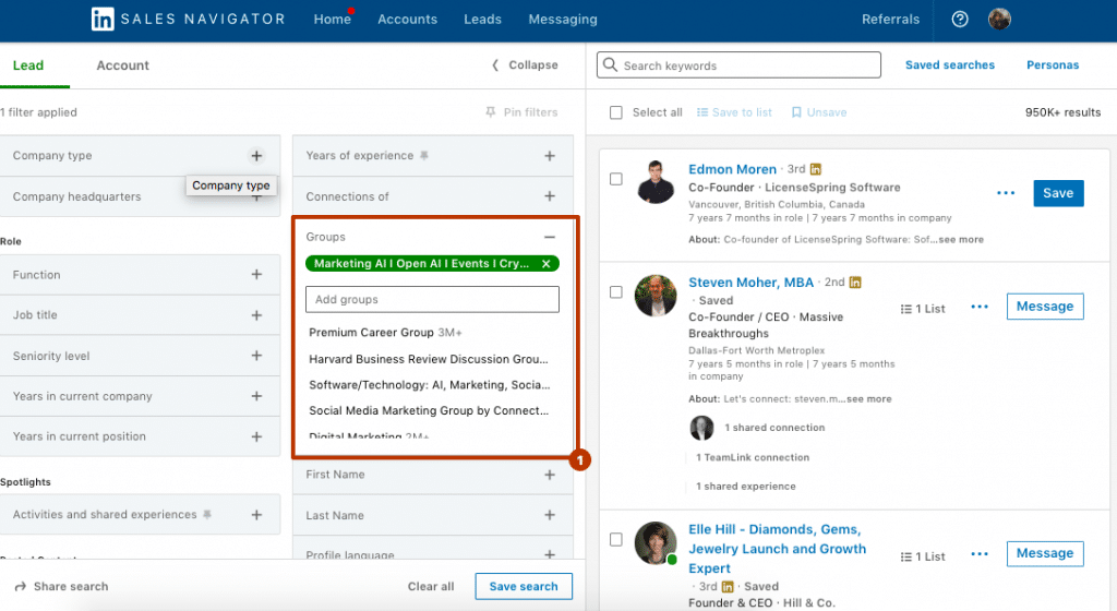 advanced people search linkedin sales navigator gropus