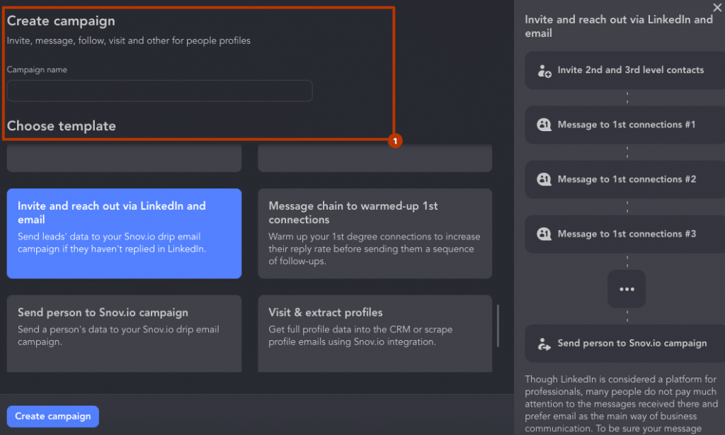 sales on linkedin choose campaign template