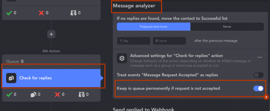 linkedin event message analyzer check for replies