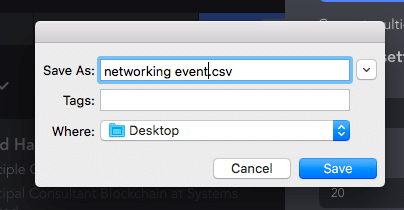 linkedin event save files as menu window