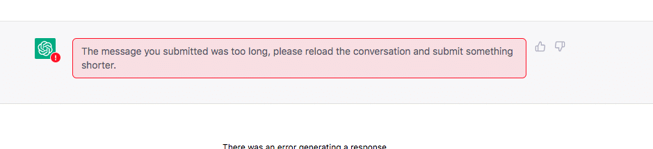 chatgpt linkedin results when the message prompt is too long