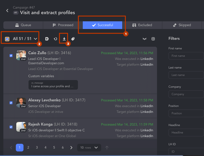 b2b sales visit and extract profiles download from linked hleper