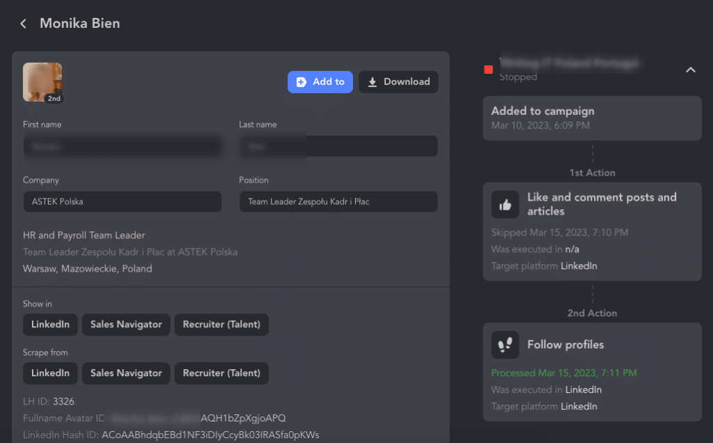 crm for b2b sales with data about processed leads