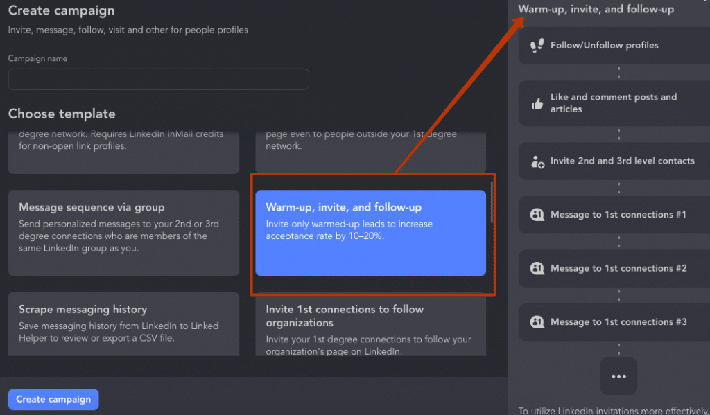warmup and invite campaign for b2b sales
