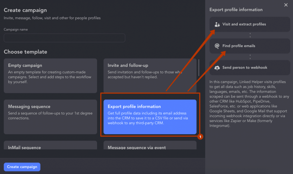 export profile information automatically for B2B sales strategies