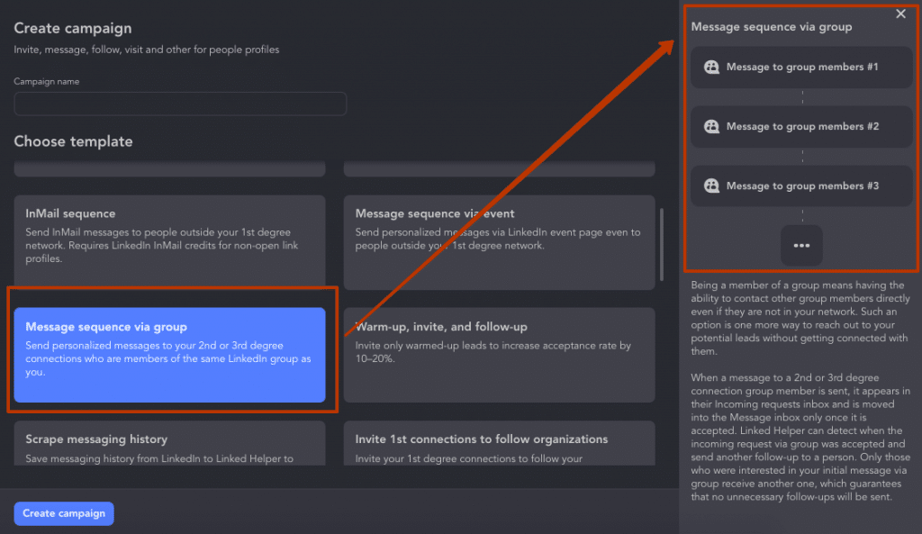 automated messages via group in linked helper