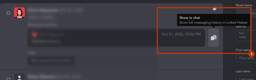 automated messages in linked helper show in chat messaging history
