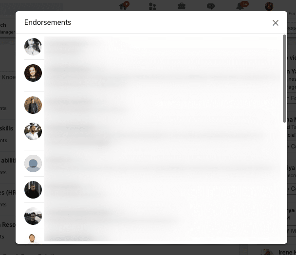 LinkedIn endorsements: examples from people