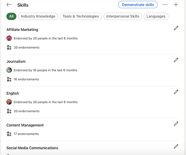 campaign results after endorsing skills