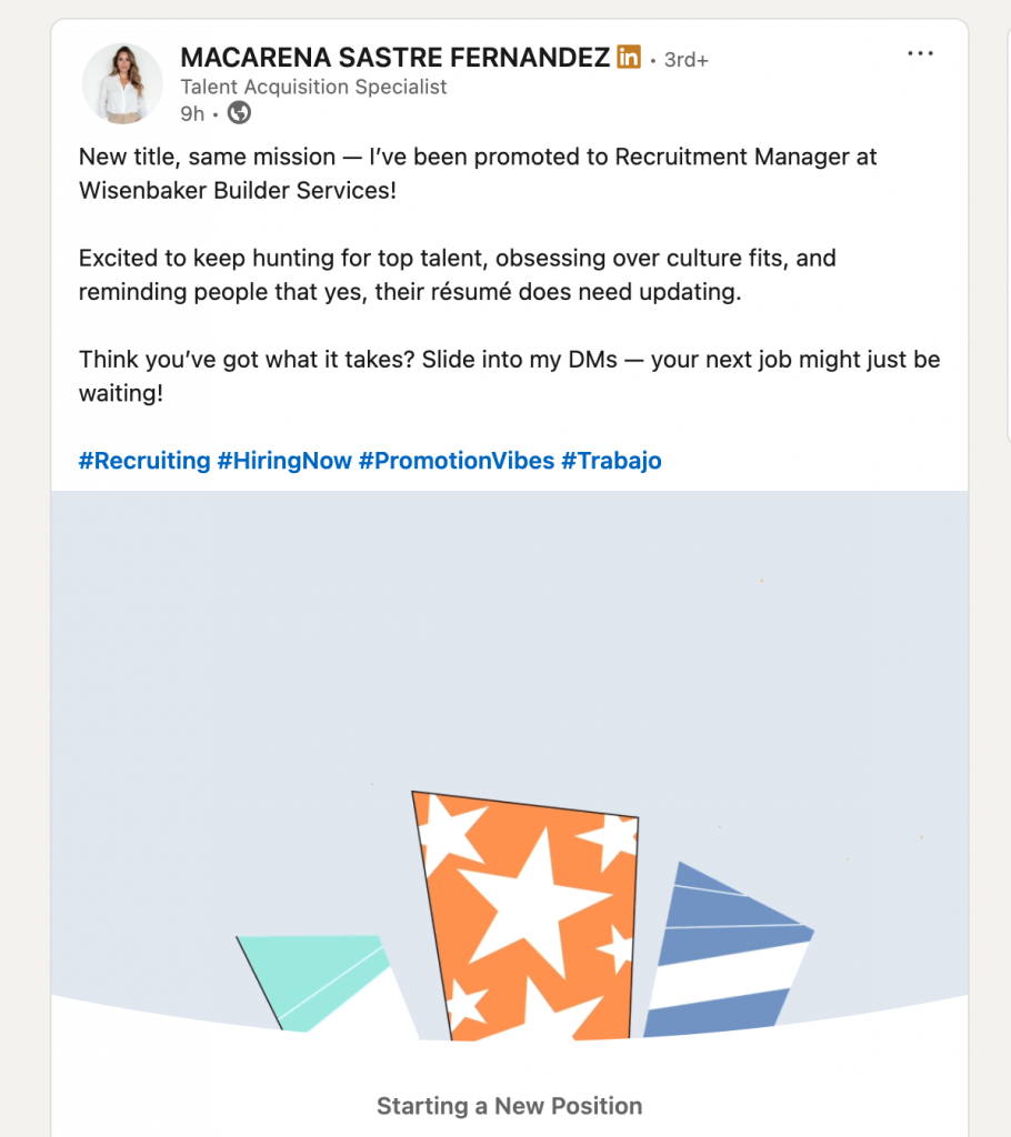 how to do a promotion on linkedin post example