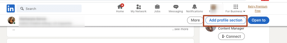 how do you add a promotion on linkedin add profile section