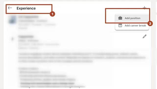 linkedin how to add promotion add position menu