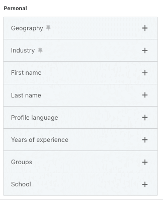 Personal filters in Sales Navigator to define the audience for LinkedIn automation tool