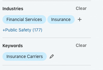 search example of specialists in the Financial Services industry, specifically in the Insurance subcategory