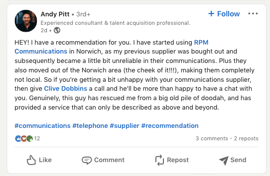 Recommend someone on LinkedIn with tags